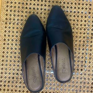 Madewell Low Heeled Black Leather Mules - Size 8